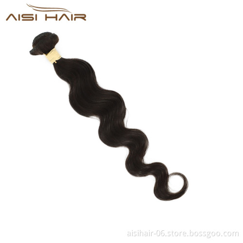 Aisi Hair Hotselling Popular Wholesale Vendor Body Wave Natural Black Color 100% Brazilian Human Hair Weave Bundles